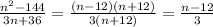 \frac{n^2-144}{3n+36}=\frac{(n-12)(n+12)}{3(n+12)}=\frac{n-12}{3}