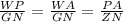 \frac{WP}{GN} =\frac{WA}{GN}=\frac{PA}{ZN}