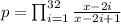 p=\prod _{i=1}^{32}\frac{x-2i}{x-2i+1}