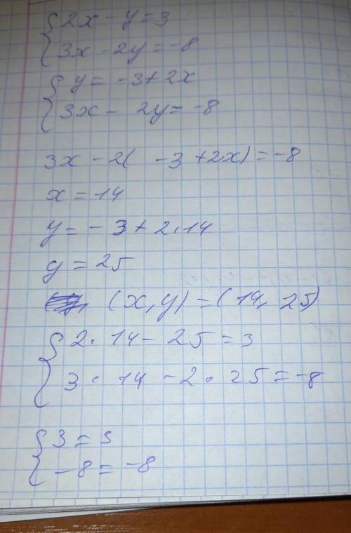 Розв'язати систему рівнянь зручним х - у = 3 {3х - 2у