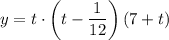 y=t\cdot \left(t-\dfrac{1}{12}\right)(7+t)