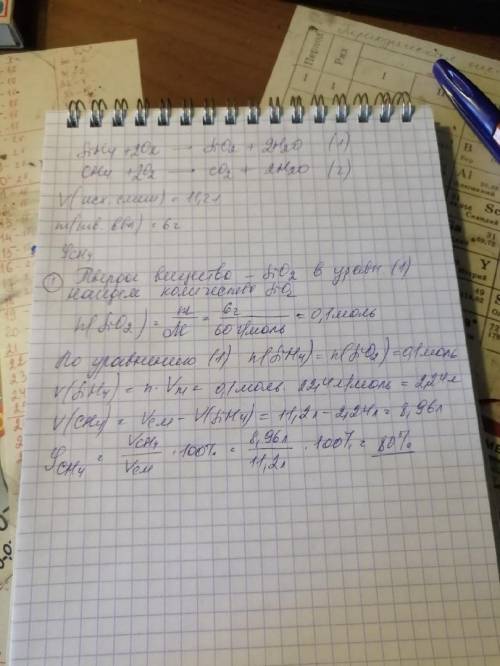 16) При сжигании 11,2 л (н.у.) смеси газов, состоящего из силана и метана, выделилось 6 г твердого в