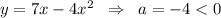 y=7x-4x^2\; \; \Rightarrow \; \; a=-4