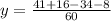 y=\frac{41+16-34-8}{60}