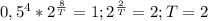 0,5^4*2^\frac{8}{T} =1;2^\frac{2}{T}=2; T=2