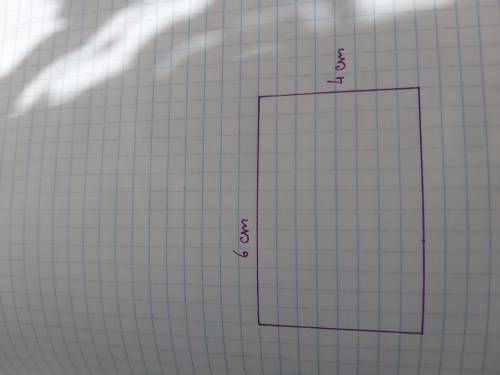 Начерти прямоугольник, длина стороны которого 6 см, а ширина составляет 2/3 его длины. Найди перимет