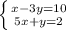 \left \{ {{x-3y=10} \atop {5x+y=2}} \right.