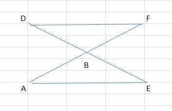 Отрезки АF и DЕ пересекаются в точке В так, что АВ=ВD, FВ=ВЕ. Доказать равенство треугольников АВЕ и