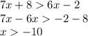 7x+86x-2\\7x-6x-2-8\\x-10