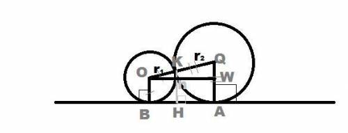 На плоскости лежат два шара радиусами 1 и 2. шары касаются. вычислите: а) расстояние между точками к