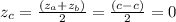z_c = \frac{(z_a+z_b)}{2} =\frac{(c-c)}{2} = 0
