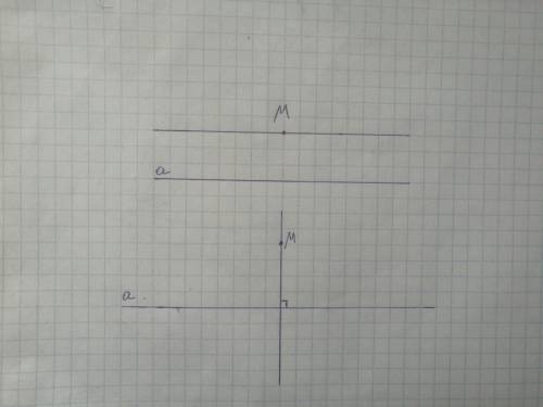 дам 30 б Через точку М, що лежить поза прямою а, проведіть пряму: А) Паралельну прямій а; Б) Перпенд