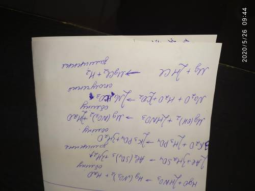 Закінчіть рівняння реакцій. Укажіть тип реакцій. HgO + HNO 3 → ; Al + H 2 SO 4 → ; K 2 O + H 3 PO 4