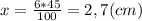 x=\frac{6*45}{100}=2,7 (cm)