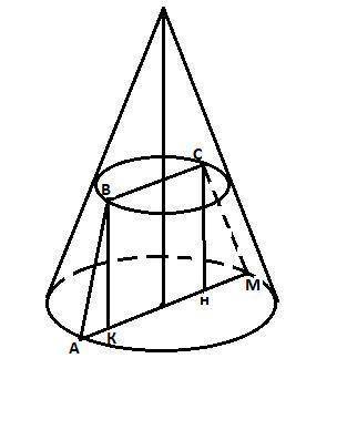 Радиусы оснований усеченного конуса 10 и 12 см. а образующая составляет с плоскостью основания угол