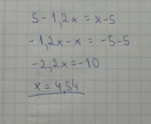 Знайдіть x 5-1,2x=x-5