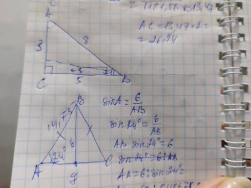 1. Основание равнобедренного треугольника равно 10 см, а боковая сторона 13 см. Найдите синус, косин