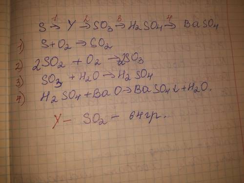 Складіть рівняння реакції за до яких можна здійснити такі перетворення: S -> Y -> SO₃ -> H