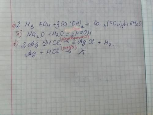 2. Допишіть рівняння можливих реакцій. Поставте коефіцієнти: а) H 3 PO 4 + Ca(OH) 2 = ; б) Na 2 O +