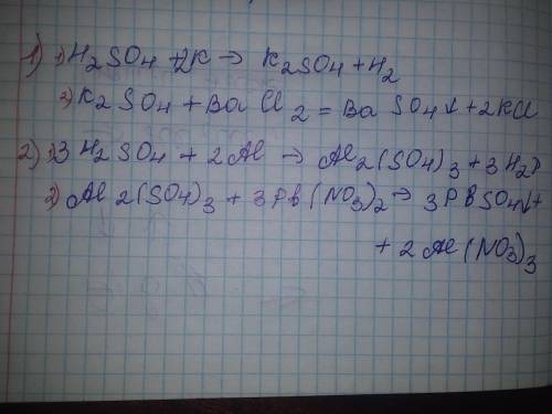 Напішіть рівняння реакцій якіб ілюстрували тікі перетвореняя H2SO4->K2So4->KCl друге H2So4->