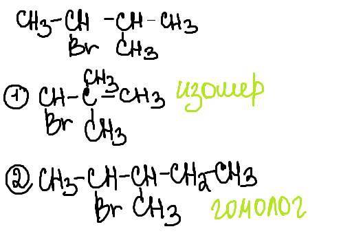 Составить один изомер и один гомолог для 2-бром-3-метилбутан