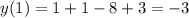 y(1)=1+1-8+3=-3