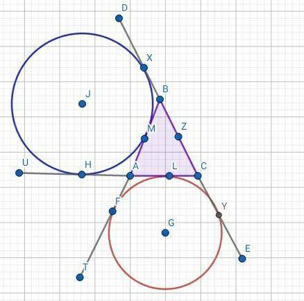 Дан треугольник ABC, в котором BC=12. Одна его вневписанная окружность касается продолжения стороны