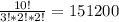 \frac{10!}{3!*2!*2!} =151200