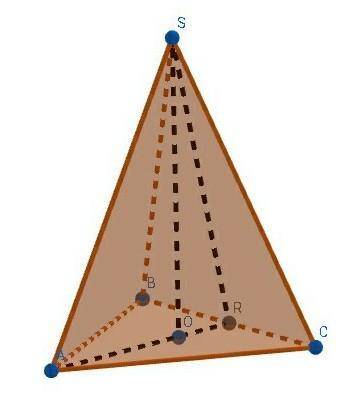 В правильной треугольной пирамиде SАВС точка R – середина ребра ВС, S – вершина.Известно, что АВ = 7
