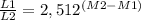 \frac{L1}{L2} = 2,512^{(M2-M1)}