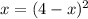 x= (4 -x) ^{2}