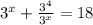 3^x+\frac{3^4}{3^x}=18