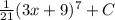 \frac{1}{21} (3x+9)^7+C