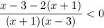 \dfrac{x - 3 - 2(x + 1)}{(x + 1)(x - 3)} < 0