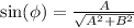 \sin(\phi) = \frac{A}{\sqrt{A^2 + B^2}}