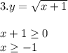 3. y=\sqrt{x+1} \\\\x+1\geq 0\\x\geq -1