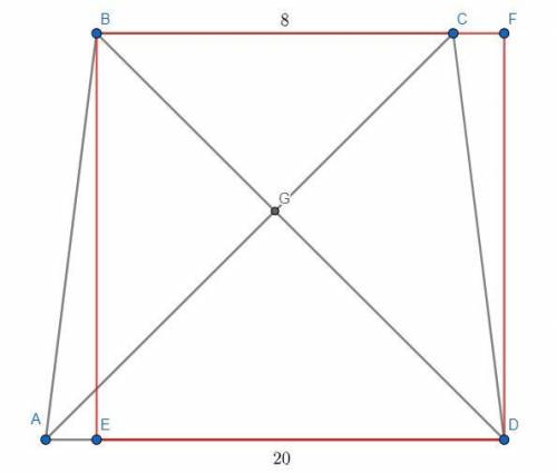 Диагонали равносторонней трапеции перпендикулярны. Найти площадь трапеции, если ее основания равны 8