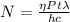 N = \frac{{\eta Pt\lambda }}{{hc}}