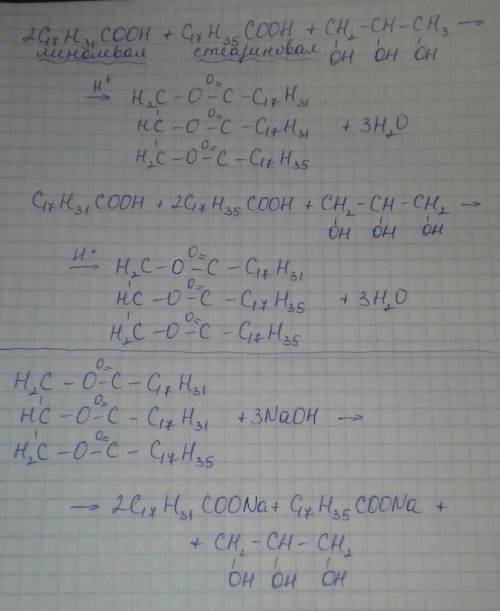 1)Напишите уравнение реакции получения жиров на основе линолевой и стеариновой кислоты? 2)Составьте