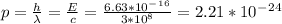 p=\frac{h}{\lambda } =\frac{E}{c} =\frac{6.63*10^-^1^6}{3*10^8}=2.21*10^-^2^4