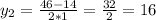 y_{2} = \frac{46-14}{2*1} = \frac{32}{2} = 16