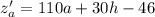 z'_a=110a+30h-46