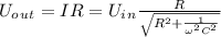 U_o_u_t=IR=U_i_n \frac{R}{\sqrt{R^2+\frac{1}{\omega ^2C^2} } }