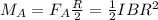 M_A=F_A\frac{R}{2}=\frac{1}{2} IBR^2