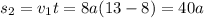 s_2=v_1t=8a(13-8)=40a