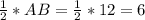 \frac{1}{2} * AB = \frac{1}{2} * 12= 6