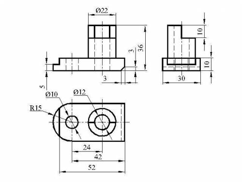 Начертить 3 вида сверху,сбоку (слева) и спереди очень