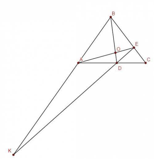 Точка D лежит на стороне AC треугольника ABC, точка E на стороне BC. Известно: AD:DC = 4:3, BE:EC =