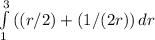 \int\limits^3_1 {((r/2)+(1/(2r))} \, dr