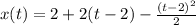x(t)=2+2(t-2)-\frac{(t-2)^2}{2}